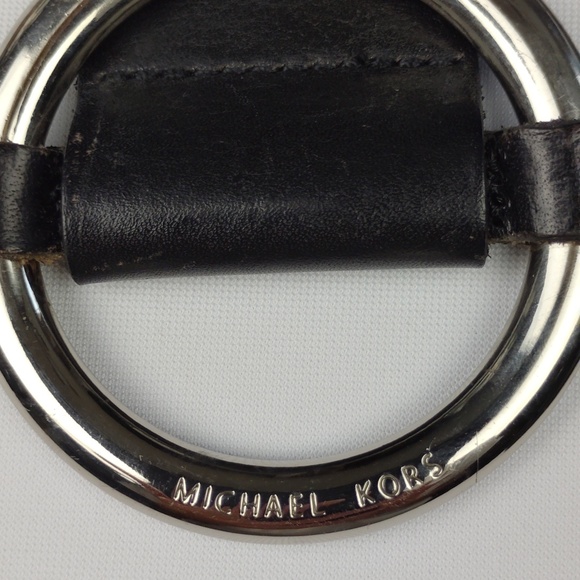 Michael Kors Black Leather Belt with Silver Buckle. main image 9